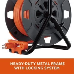 Link2Home 80 ft. 14/3 Extension Cord Storage Reel with 4 Grounded Outlets and Surge Protector -Extension Cords Sales Store link2home extension cord reels em el 800e 44 1000