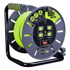 Masterplug 80 ft. 13 Amp 14 /3 Large Open Cable Reel with 4-Sockets