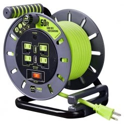 Masterplug 50 ft. 13 Amp 14 AWG Medium Open Reel with USB Charging and 4-Sockets -Extension Cords Sales Store masterplug extension cord reels oma501314g4slu 4f 1000