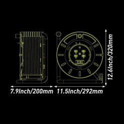 Masterplug 1 ft. 15 Amp 12AWG Large Open Metal Reel With 4-Sockets -Extension Cords Sales Store masterplug extension cord reels otlp011512g4sl 4f 1000