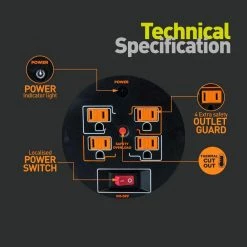 Masterplug 1 ft. 15 Amp 12AWG Large Open Metal Reel With 4-Sockets -Extension Cords Sales Store masterplug extension cord reels otlp011512g4sl c3 1000