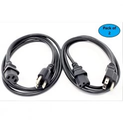 Micro Connectors, Inc 10 Feet Universal AC Power Cord UL Approved NEMA 5-15P to C13 Black/ 2-Pack