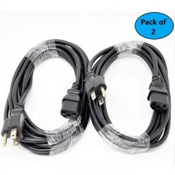 Micro Connectors, Inc 15 Feet Universal AC Power Cord UL Approved NEMA 5-15P to C13 Black/ 2-Pack