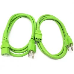 Micro Connectors, Inc 6 ft. UL Approved 18 AWG 10 Amp Power Cord (NEMA 5-15P/C13) Green (2-Pack)