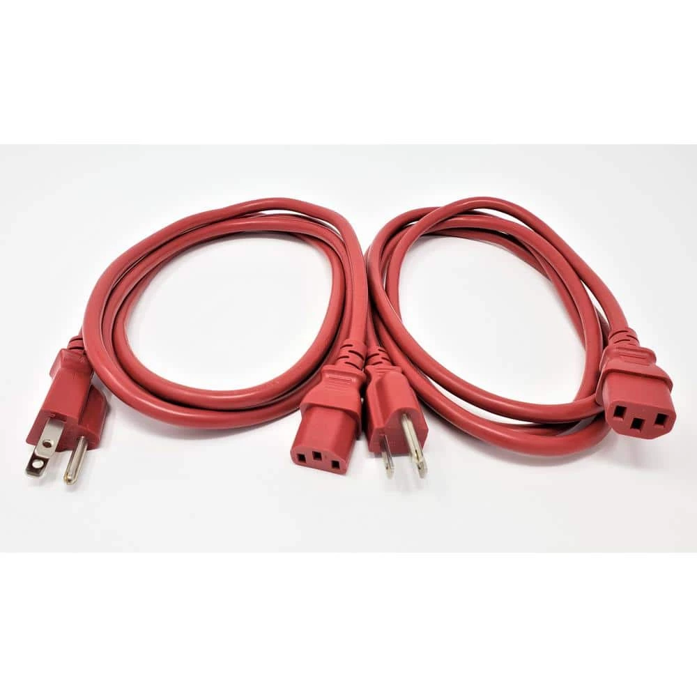 Micro Connectors, Inc 6 ft. UL Approved 18 AWG 10 Amp Power Cord (NEMA 5-15P/C13) Red (2-Pack) 3 Micro Connectors, Inc 6 ft. UL Approved 18 AWG 10 Amp Power Cord (NEMA 5-15P/C13) Red (2-Pack)