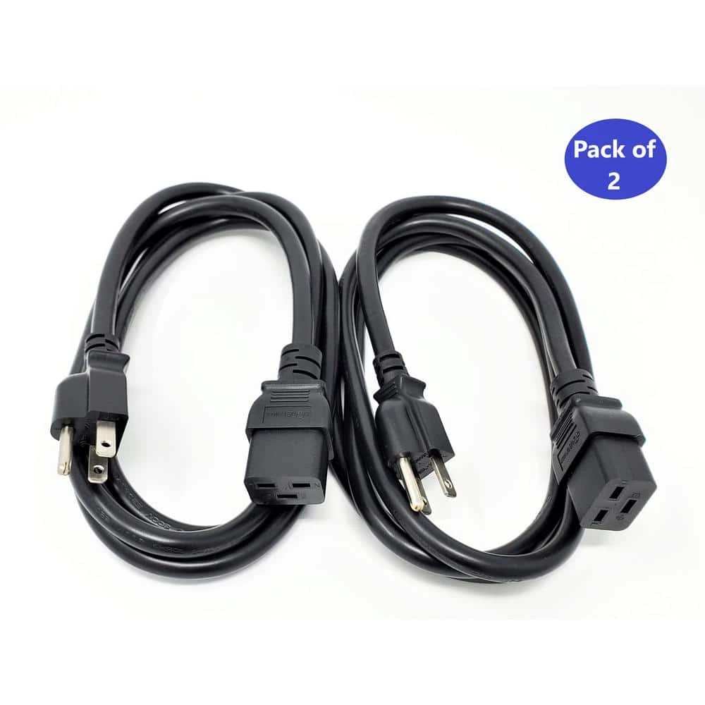 Micro Connectors, Inc 6 ft. C19 to NEMA 5-15P AC Power Cord in 14AWG/3 Conductors-Black (2 per Box) 4 Micro Connectors, Inc 6 ft. C19 to NEMA 5-15P AC Power Cord in 14AWG/3 Conductors-Black (2 per Box) - Image 2