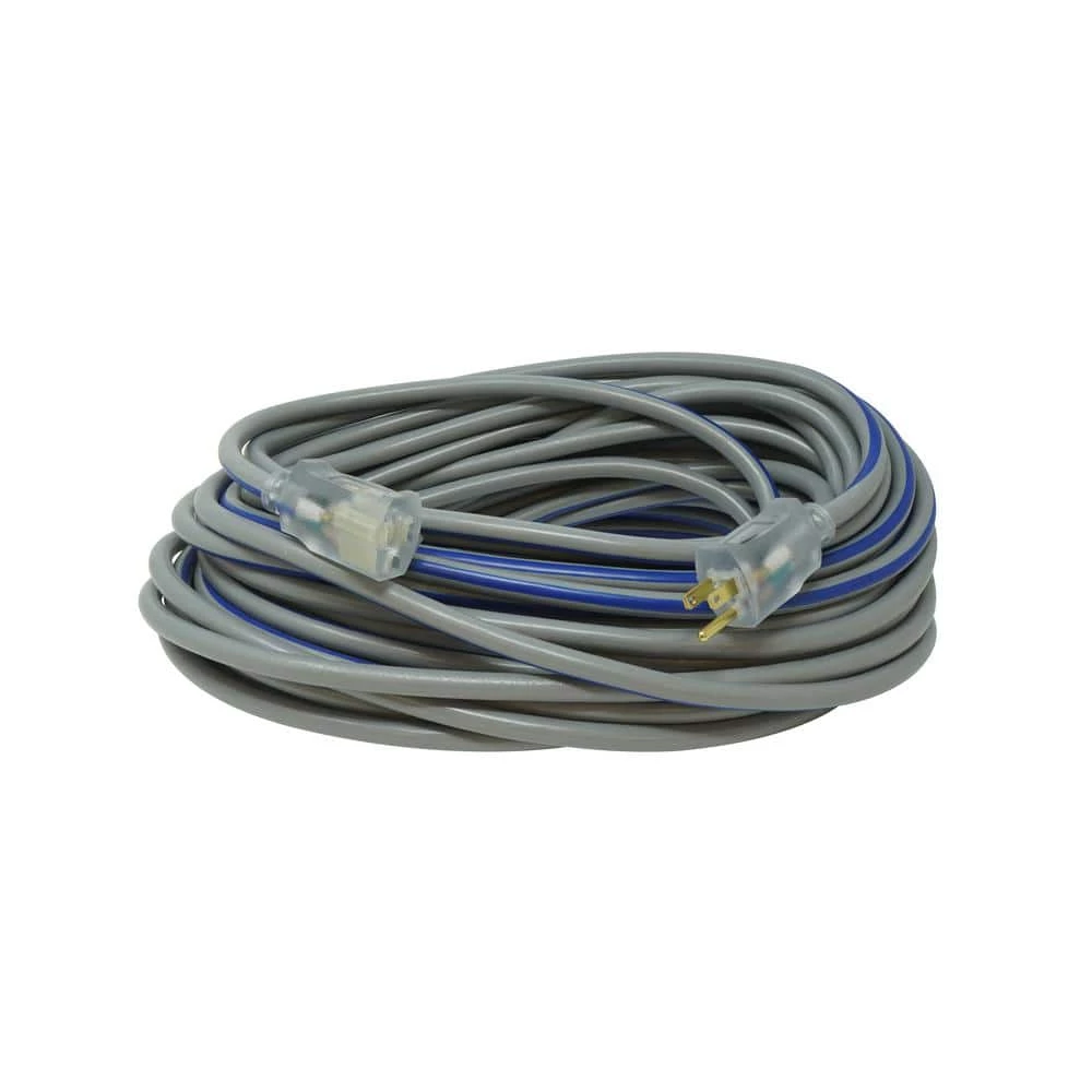 Southwire 80 ft. 12/3 SJTW Outdoor Heavy-Duty Extension Cord with Power Light Plug in Gray/Navy 6 Southwire 80 ft. 12/3 SJTW Outdoor Heavy-Duty Extension Cord with Power Light Plug in Gray/Navy - Image 4