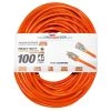 LifeSupplyUSA 100 ft. 14/3 SJTW 13 Amp 125-Volt 1625-Watt Orange Indoor/Outdoor Heavy-Duty with Lighted End Extension Cord -Extension Cords Sales Store orange general purpose cords 143100ftoru 64 1000