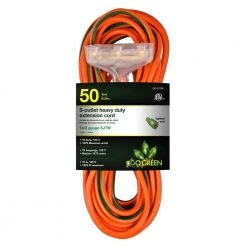 Go Green Power 100 ft. 3-Outlet 12/3 Heavy Duty Extension Cord - Orange