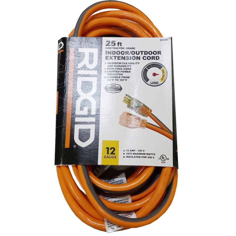 RIDGID 25 ft. 12/3 Heavy-Duty Indoor/Outdoor Extension Cord 4 RIDGID 25 ft. 12/3 Heavy-Duty Indoor/Outdoor Extension Cord - Image 2