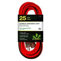 Power By Go Green 25 ft. 12/3 SJTW Extension Cord - Orange with Lighted Green End