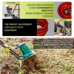 Power By Go Green 25 ft. 12/3 SJTW Extension Cord - Orange with Lighted Green End -Extension Cords Sales Store orange power by go green general purpose cords gg 14025 76 1000