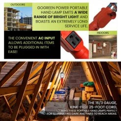 Power By Go Green 25 ft. 16/3 Metal Drop Light with Side Socket -Extension Cords Sales Store orange power by go green general purpose cords gg 36725 76 1000