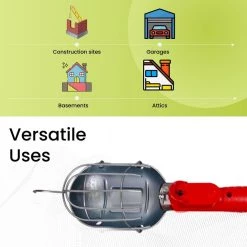 Power By Go Green 25 ft. 16/3 Metal Drop Light with Side Socket -Extension Cords Sales Store orange power by go green general purpose cords gg 36725 fa 1000