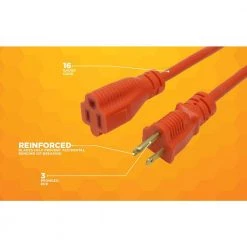 Woods 25 ft. 16/3 SJTW Outdoor Medium-Duty Extension Cord, Orange -Extension Cords Sales Store orange woods general purpose cords 267 4f 1000