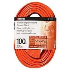 Woods 100 ft. 14/3 SJTW Multi-Outlet (3) Medium-Duty Extension Cord