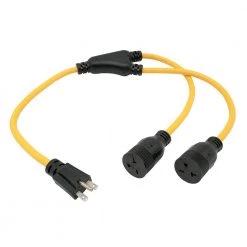 Parkworld 3 ft. 12/3 3-Wire NEMA 6-15 Splitter NEMA 6-15P to (2) 6-15R T-Blade for 6-20R Receptacle Y Adapter Cord