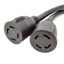 Parkworld 1.5 ft. 10/4 4-Wire 30 Amp 125/250-Volt NEMA 14-50P to 2x L14-30R Multi-Outlets V-Splitter Power Cord -Extension Cords Sales Store parkworld appliance extension cords 61490 4f 1000