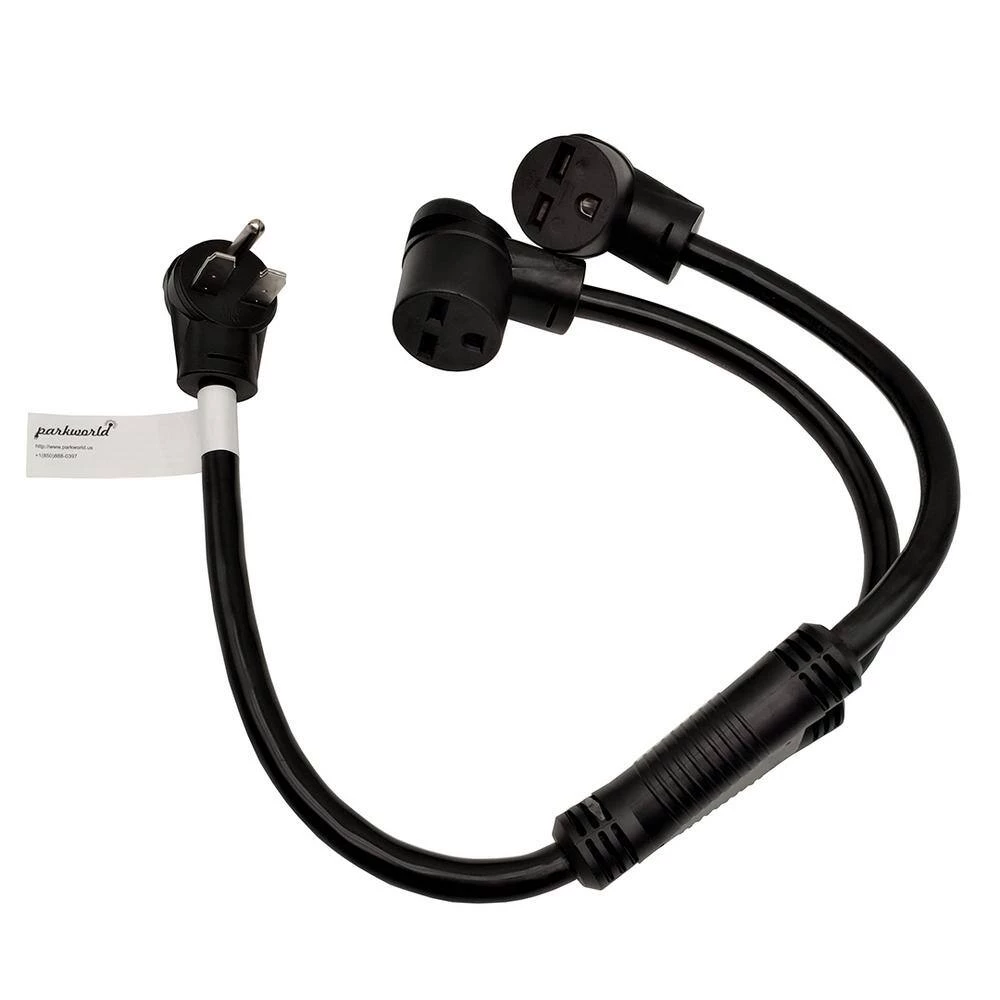 Parkworld 3 ft. 10/3 STW 3-Wire NEMA 6-30 Splitter Cord NEMA 6-30P Plug to (2)6-30R Receptacle Y Adapter Cord 4 Parkworld 3 ft. 10/3 STW 3-Wire NEMA 6-30 Splitter Cord NEMA 6-30P Plug to (2)6-30R Receptacle Y Adapter Cord - Image 2