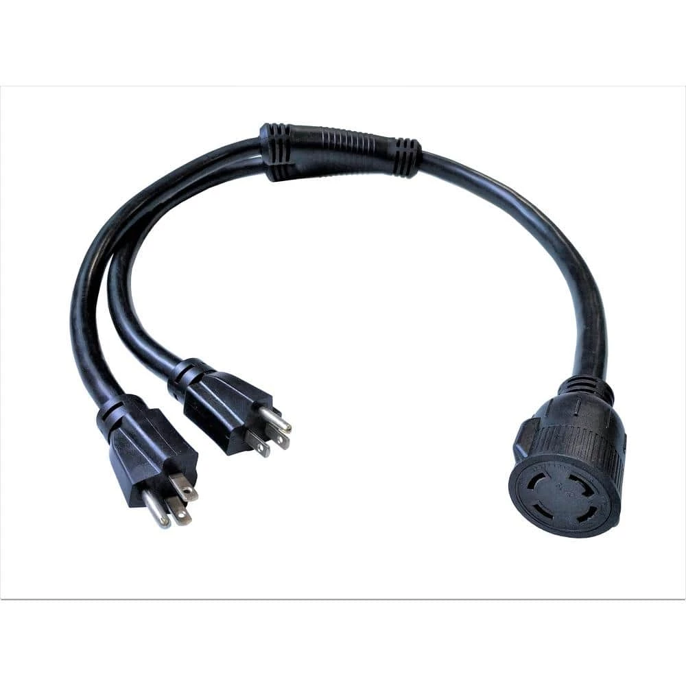 Parkworld 3 ft. 10/4 4-Wire Electrical Power Converter 110-Volt to 250-Volt 2x NEMA 5-15P Plug to 4-Prong L14-30R Y Adapter Cord 3 Parkworld 3 ft. 10/4 4-Wire Electrical Power Converter 110-Volt to 250-Volt 2x NEMA 5-15P Plug to 4-Prong L14-30R Y Adapter Cord