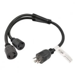 Parkworld 3 ft. 10/3 STW 3-Wire 30 Amp NEMA L6-30 Y Splitter Cord NEMA L6-30P to (2) L6-30R Receptacle Y Adapter Cord