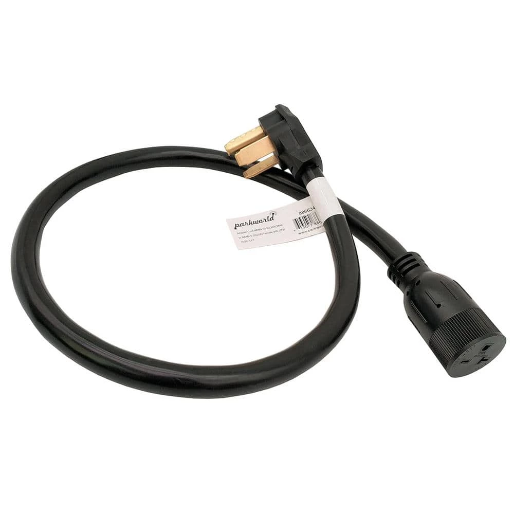 Parkworld 3 ft. 10/3 3-Wire 20 Amp 250-Volt NEMA 10-30P to 6-20R(T-Blade 6-15R) Dryer Adapter Cord 3 Parkworld 3 ft. 10/3 3-Wire 20 Amp 250-Volt NEMA 10-30P to 6-20R(T-Blade 6-15R) Dryer Adapter Cord