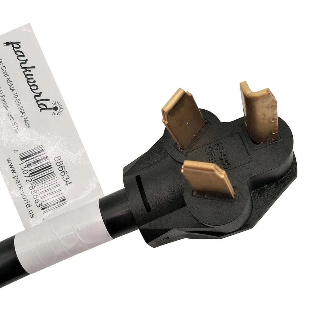 Parkworld 3 ft. 10/3 3-Wire 20 Amp 250-Volt NEMA 10-30P to 6-20R(T-Blade 6-15R) Dryer Adapter Cord 4 Parkworld 3 ft. 10/3 3-Wire 20 Amp 250-Volt NEMA 10-30P to 6-20R(T-Blade 6-15R) Dryer Adapter Cord - Image 2