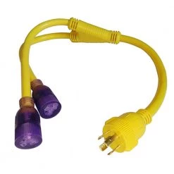 Parkworld 3 ft. 10/4 4-Wire Generator Y Adapter Cord 30 Amp 125-Volt NEMA L14-30P Plug to 2x 5-20/15R Receptacle Y Splitter