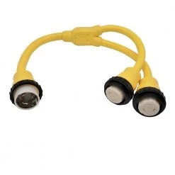 Parkworld 3 ft. 6/3 3-Wire Marine Shore Power 50 Amp 125-Volt Y Adapter Cord NEMA SS1-50P to (2) SS1-50R Receptacle Splitter Cord