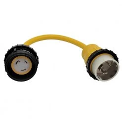 Parkworld 1.5 ft. 10/3 3-Wire RV/Marine 50 Amp 125-Volt 3-Prong Locking SS1-50P to 30 Amp L5-30R Receptacle Adapter Cord Yellow