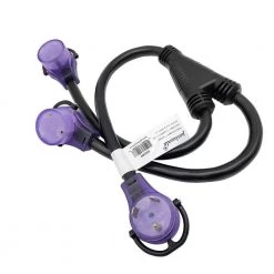 Parkworld 3 ft. STW 10/3 3-Wire RV 30 Amp Y Adapter Cord NEMA TT-30P Plug to 2 TT-30R Female Receptacle Splitter Cord