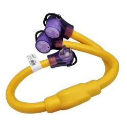 Parkworld 3 ft. STW 6/4 4-Wire RV 50 Amp Y Adapter Cord NEMA 14-50P Plug to two 14-50R Female Receptacle Yellow -Extension Cords Sales Store parkworld rv marine cords 692095y 1f 1000