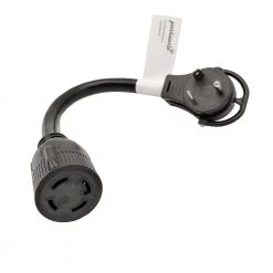 Parkworld 1 ft. 10/3 STW 3-Wire RV 30 Amp TT-30P Plug to L14-30R(2 Hots Bridged) Generator Transfer Switch Adapter Cord