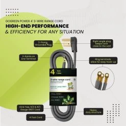 Power By Go Green 4 ft. 6/2 and 8/1 3-Wire Range Cord -Extension Cords Sales Store power by go green appliance extension cords gg 27004 44 1000