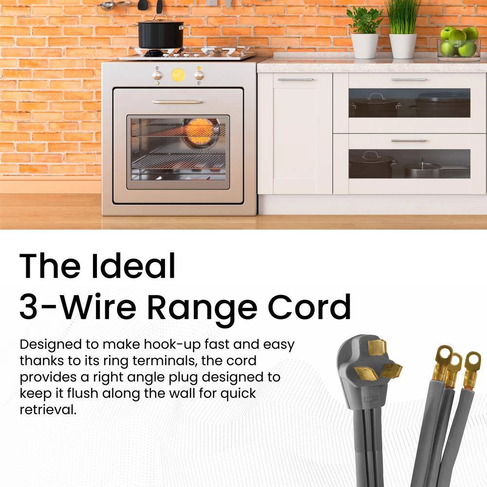 Power By Go Green 6 ft. 6/2 and 8/1 3-Wire Range Cord 6 Power By Go Green 6 ft. 6/2 and 8/1 3-Wire Range Cord - Image 4