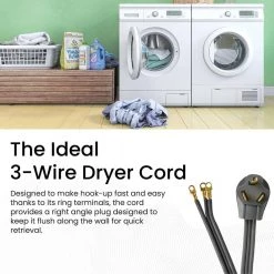 Power By Go Green 4 ft. 10-Gauge SRDT Dryer Cord -Extension Cords Sales Store power by go green appliance extension cords gg 27104 1f 1000