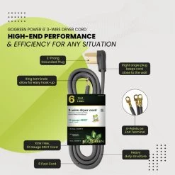 Power By Go Green 6 ft. 10-Gauge SRDT Dryer Cord -Extension Cords Sales Store power by go green appliance extension cords gg 27106 44 1000