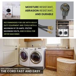 Power By Go Green 6 ft. 10-Gauge SRDT Dryer Cord -Extension Cords Sales Store power by go green appliance extension cords gg 27106 76 1000