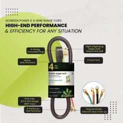 Power By Go Green 4 ft. 6/2 and 8/2 4-Wire Range Cord -Extension Cords Sales Store power by go green appliance extension cords gg 27204 44 1000