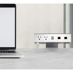 QVS Adjustable Desk Mount Dual-Power Outlets with Dual-USB 3.5 Amp Charger and Dual-CAT6 Ports -Extension Cords Sales Store qvs extension cord accessories p2p2ur 10 e1 1000