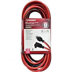 Husky 25 ft. 14/3 Indoor/Outdoor Extension Cord, Red and Black