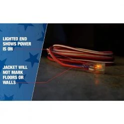 Southwire 100 ft. 12/3 SJTW USA Outdoor Heavy-Duty Extension Cord with Power Light Plug -Extension Cords Sales Store red white blue southwire general purpose cords 2549swusa1 a0 1000