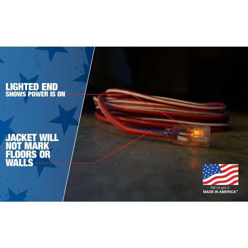 Southwire 75 ft. 12/3 SJTW Outdoor Heavy-Duty Extension Cord with Power Light Plug 6 Southwire 75 ft. 12/3 SJTW Outdoor Heavy-Duty Extension Cord with Power Light Plug - Image 4