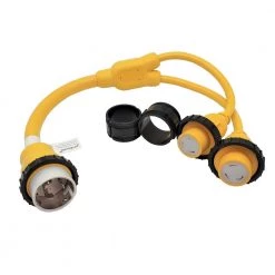 Parkworld 3 ft. STW 6/3 Plus 8/1 4-Wire 50 Amp 125-Volt/250-Volt SS2-50P to 30 Amp 125-Volt (2) L5-30R Marine Shore Power Splitter