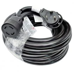 Parkworld 36 ft. 10/3 3-Wire RV 30 Amp 125-Volt NEMA TT-30P Plug to Generator L14-30R Transfer Switch Adapter Cord(2-Hots Bridged)