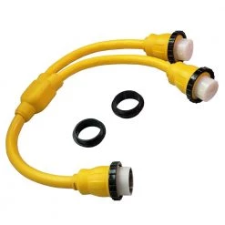 Parkworld 3 ft. STW 6/3+8/1 50 Amp 125/250-Volt SS2-50P to (2) SS1-50R 50 Amp 125-Volt Marine Shore Power Splitter Extension Cord