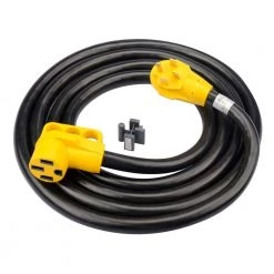 LifeSupplyUSA 15 ft. 6/3 AWG + 8/1 AWG 15 ft. 125/250-Volt 50 Amp with Handles (14-50P/14-50R ) STW VELCRO ETL RV Extension Cord
