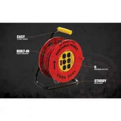 Southwire 50 ft. 14/3 Red Cord Reel Power Station with 6 Outlets -Extension Cords Sales Store southwire extension cord reels e235 1f 1000