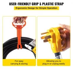 VEVOR 30 ft. 50 Amp 250-Volt 12,000-Watt Black Cable Generator Power Cord ETL Listed Extension Cord -Extension Cords Sales Store vevor generator cords fdjycx30ft50ahcz1v1 44 1000