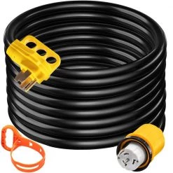VEVOR 30 ft. 50 Amp 250-Volt 12,000-Watt Black Cable Generator Power Cord ETL Listed Extension Cord
